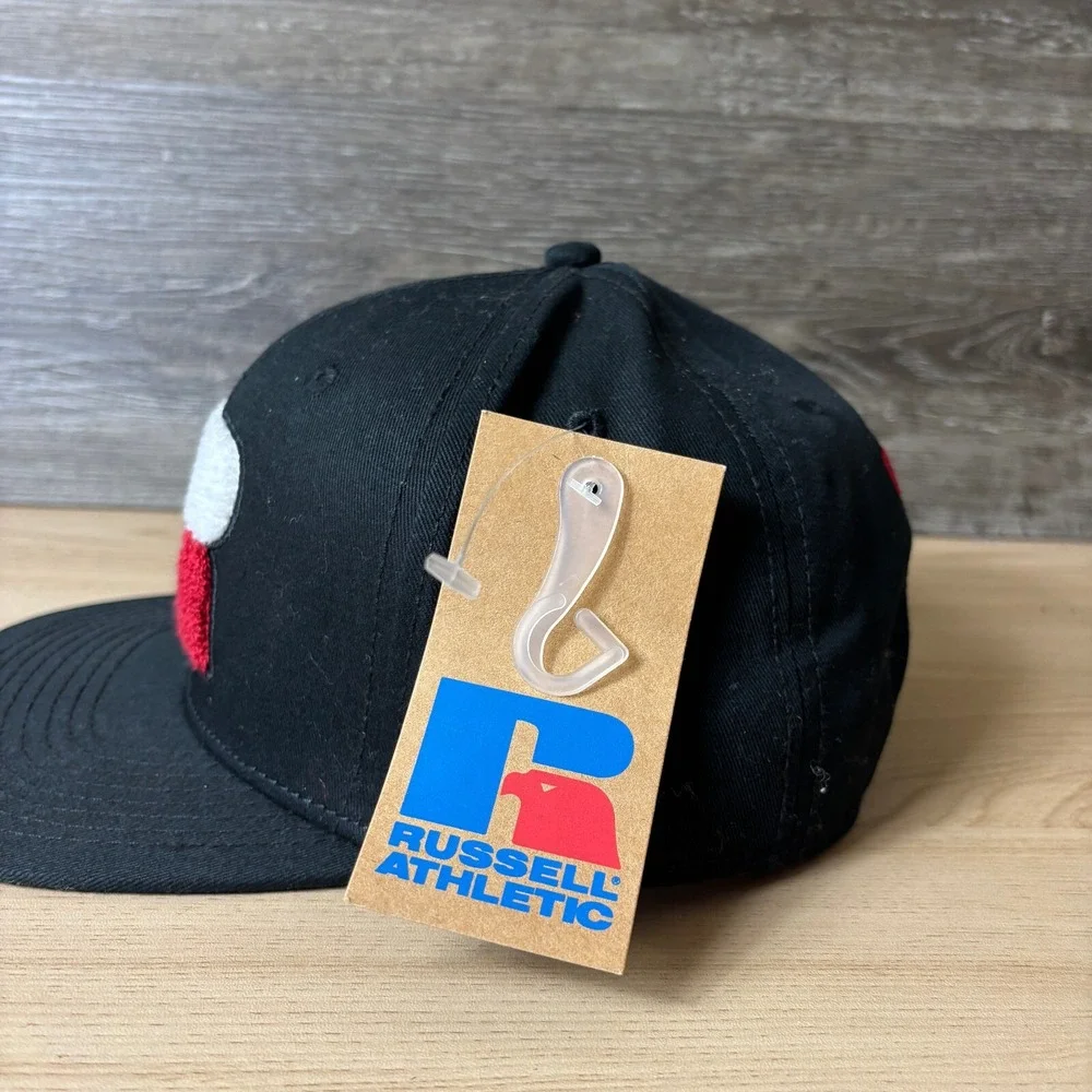 Russell Athletic Hat Cap Snap Back Black Vintage Logo Adjustable NWT
